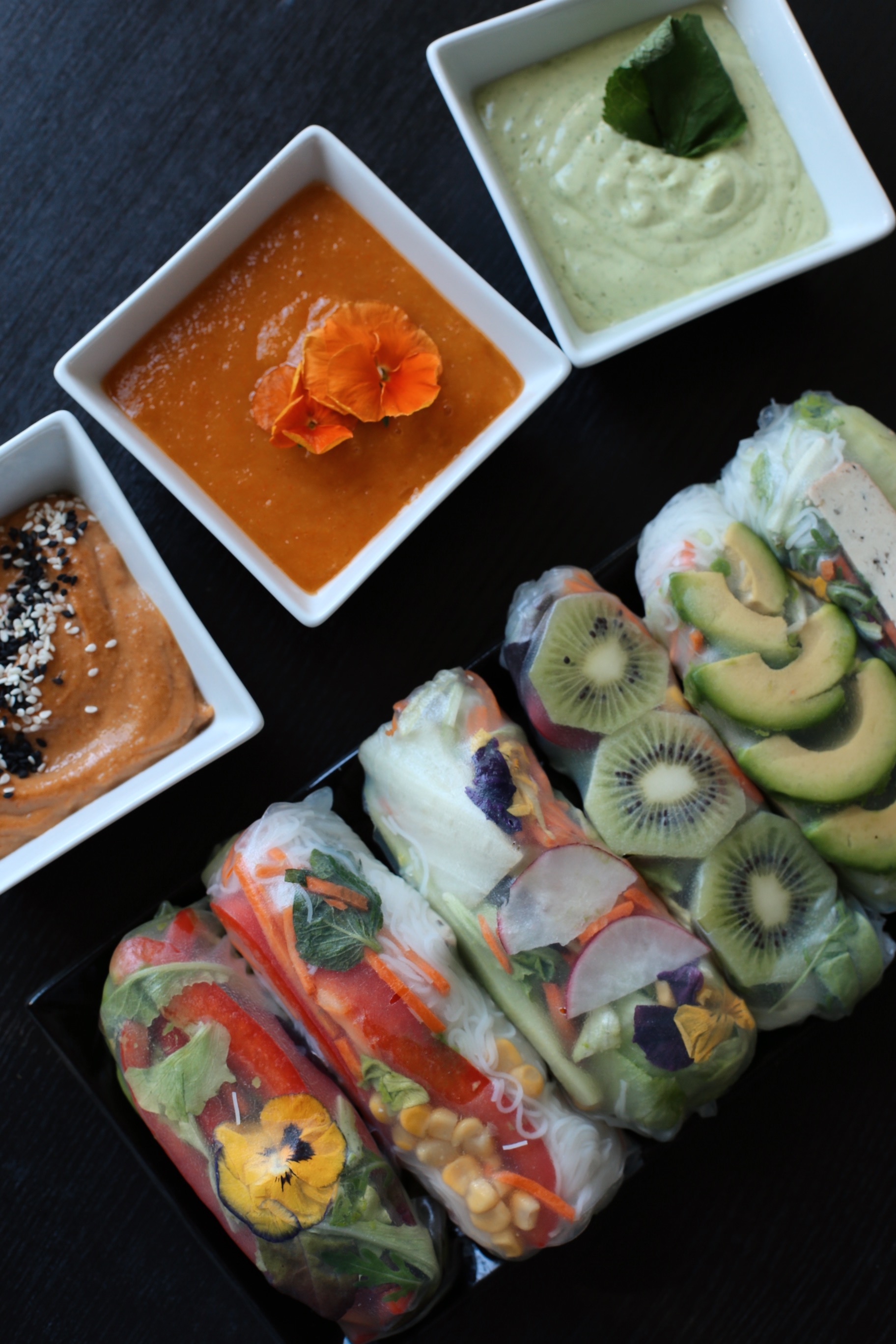 FRESH SUMMER ROLLS WITH AMAZING THREE DIPPING SAUCES